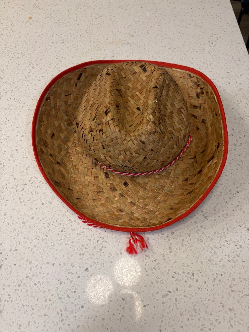 Straw Cowboy Hat with Red Trim